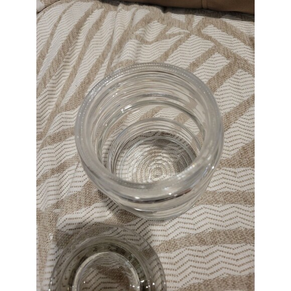 Vintage Glass Jelly Jar Shaped Clear Ribbed Outdoor Porch Globe with Lid - Picture 4 of 6